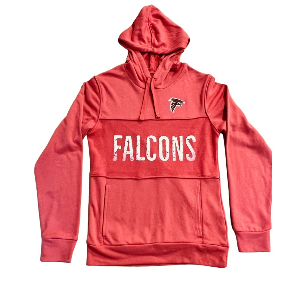 NFL Team Apparel Atlanta Falcons Hoodie Mens Small Red Distressed Graphic Sporty